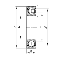 S 6315-2Z, (j) DIN 625-1 ˜ʵҪߴ, ɂ(c)g϶ܷ